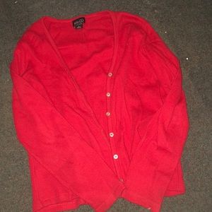 Red cardigan